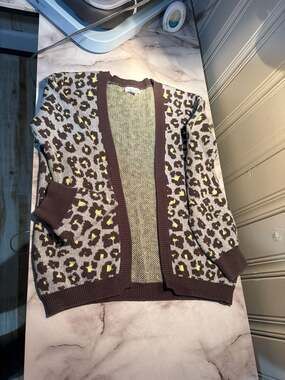 GIRLS Melrose And Market Animal Print Open Cardigan Size XL (14/16)